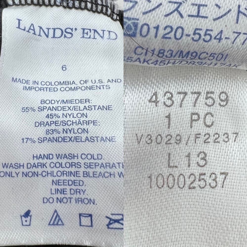Lands' End Women's Black Pink Purple Floral Print One Piece Athletic Swimsuit 6 - Picture 15 of 15
